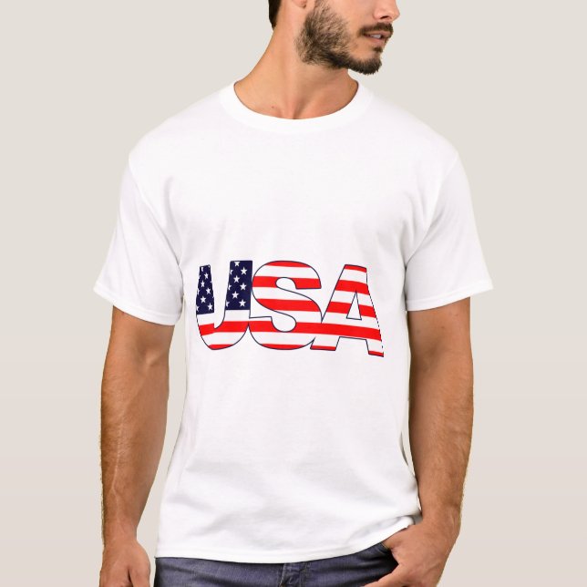 USA-logotyp Initialer med amerikansk flagga T Shirt (Framsida)
