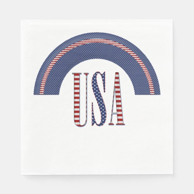 USA Logotyp Stars och stripes Rainbow Patriotic Pappersservett (Framsidan)