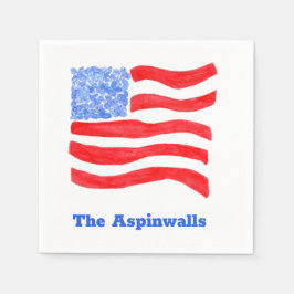 USA Loose Watercolor American Flag Paper Pappersservett