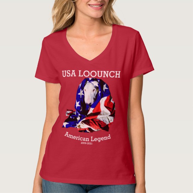 USA LOOUNCH Womens V Nacke T Shirt (Framsida)