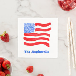USA Löst Vattenfärg Amerikansk Flagga Papper Pappersservett