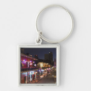 USA, Louisiana, New Orleans. Franska kvarteret, Fyrkantig Silverfärgad Nyckelring