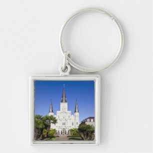 USA, Louisiana, New Orleans. Franska kvarteret, Fyrkantig Silverfärgad Nyckelring