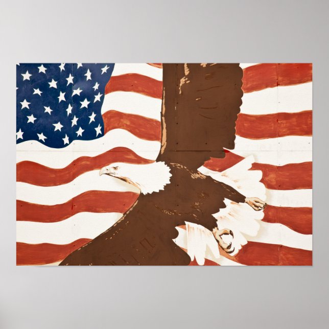 USA, Louisiana, Port Allen. Patriotic Mural Poster (Framsidan)