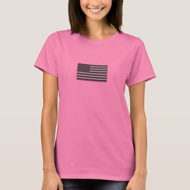 USA Low Visibility American Flagga Camo Grått Wome Tee (Framsida)