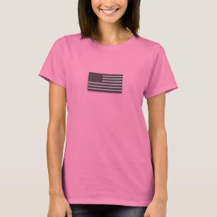 USA Low Visibility American Flagga Camo Grått Wome Tee Shirt