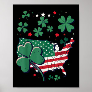 Usa Lucky Klöver Karta - Patriotic American St. Poster