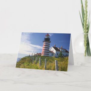 USA, Maine, Lubec. Väster Quoddy Head fyr Helgkort
