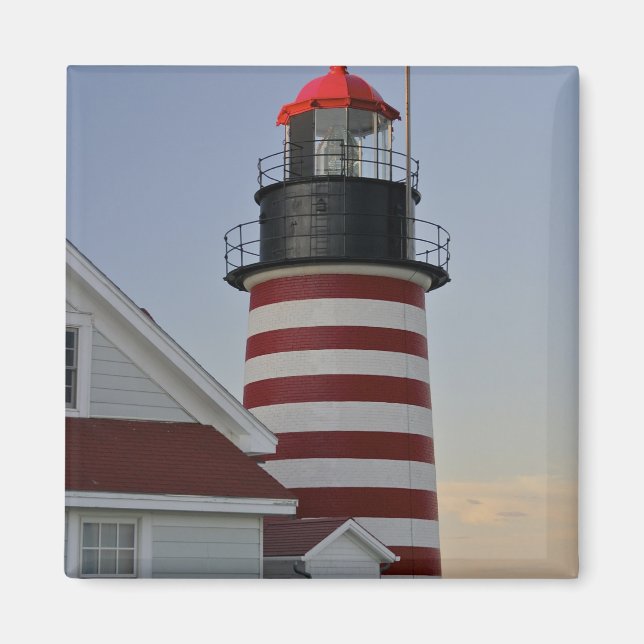 USA, Maine, Lubec. Väster Quoddy Head Lighthouse Magnet (Framsidan)