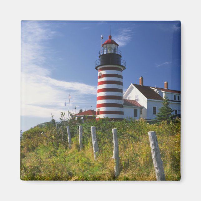 USA, Maine, Lubec. Väster Quoddy Head Lighthouse Magnet (Framsidan)