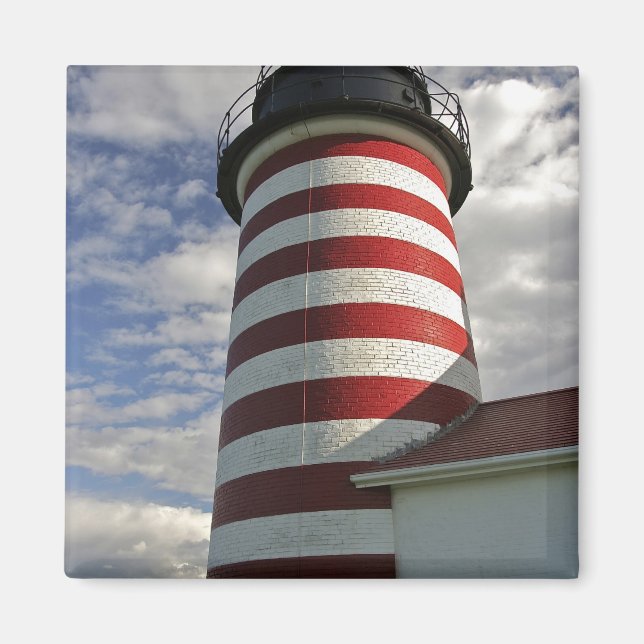USA, Maine, Lubec. Väster Quoddy Head LIghthouse Magnet (Framsidan)