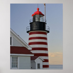 USA, Maine, Lubec. Väster Quoddy Head Lighthouse Poster