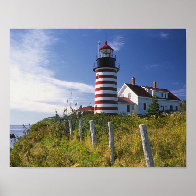 USA, Maine, Lubec. Väster Quoddy Head Lighthouse Poster (Framsidan)