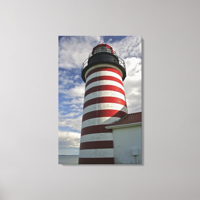 USA, Maine, Lubec. West Quoddy Head fyr Canvastryck (Framsida)