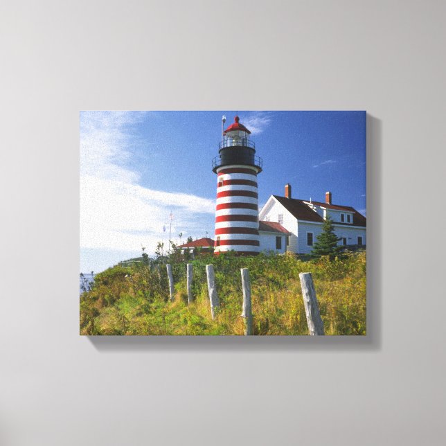 USA, Maine, Lubec. West Quoddy Head fyr Canvastryck (Framsida)