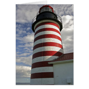 USA, Maine, Lubec. West Quoddy Head fyr Hälsningskort