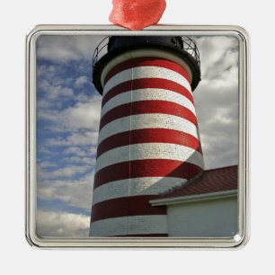 USA, Maine, Lubec. West Quoddy Head fyr Julgransprydnad Metall