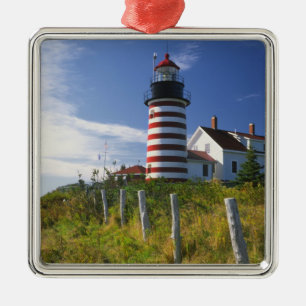 USA, Maine, Lubec. West Quoddy Head Lighthouse Julgransprydnad Metall