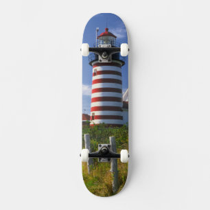 USA, Maine, Lubec. West Quoddy Head Lighthouse Skateboard Bräda 20 Cm