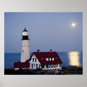 USA, Maine, Portland, Cape Elizabeth, fyr Poster