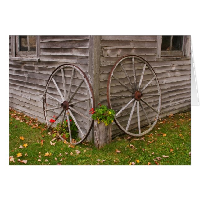USA, Maine. Vagnshjul Hälsningskort (Framsidan Horizontal)