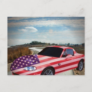 USA målad sportbil, vykort
