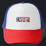 USA MANAR KEPS<br><div class="desc">En truckerkeps i roligten med rött, vitt och blått, tillsammans med "USA". Använda mallen som ska anpassas. Du kan behålla texten eller ändra den.</div>