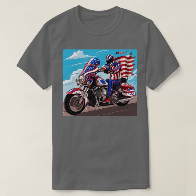 USA Manar Motocross Biker Dirt Bike American Flagg T Shirt (Design framsida)