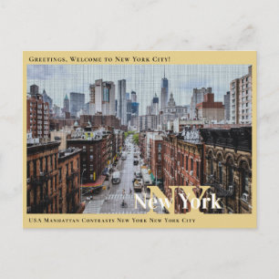 USA Manhattan Kontraster New York New York Stad Vykort