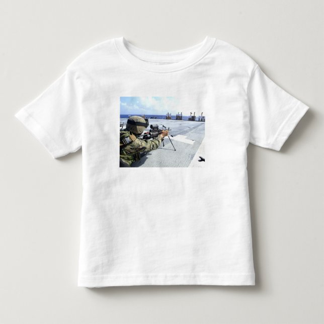 USA Marine justerar sitt vapen Tee Shirt (Framsida)