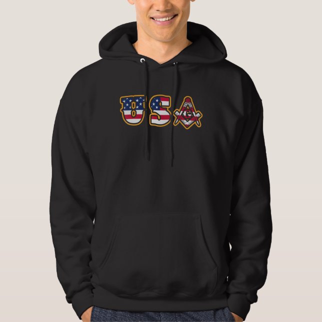 USA Masons Flagga Square & Compass Far Independe Hoodie (Framsida)