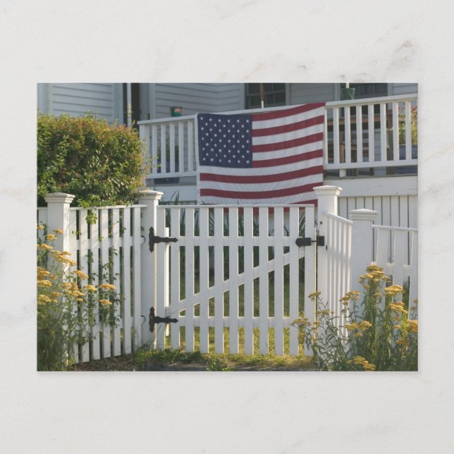 USA, Massachusettes, Gloucester: Patriotic Fence Vykort (Framsida)
