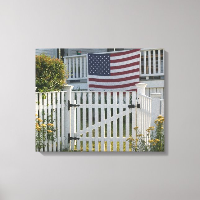 USA, Massachusettes, Gloucester: Patriotiskt stake Canvastryck (Framsida)