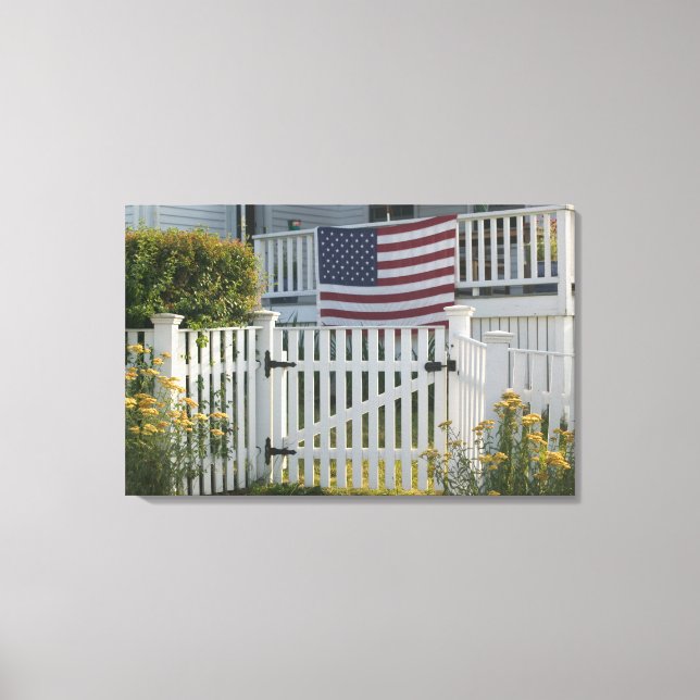 USA, Massachusettes, Gloucester: Patriotiskt stake Canvastryck (Framsida)
