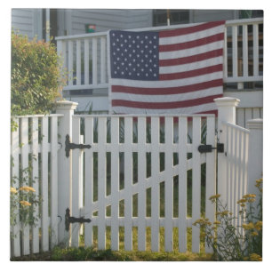 USA, Massachusettes, Gloucester: Patriotiskt stake Kakelplatta