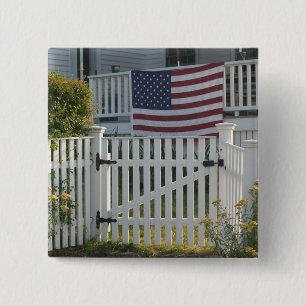 USA, Massachusettes, Gloucester: Patriotiskt stake Knapp