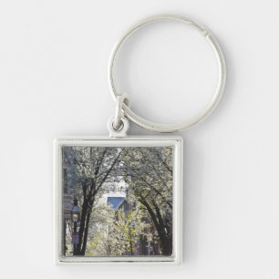 USA, Massachusetts, Boston, Beacon Hill. Fyrkantig Silverfärgad Nyckelring