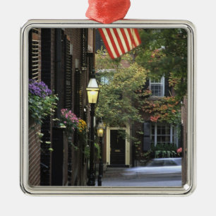 USA, Massachusetts, Boston, Beacon Hill. Julgransprydnad Metall