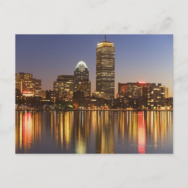 USA Massachusetts, Boston horisont på skymning 2 Vykort (Framsida)