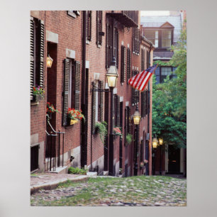 USA, Massachusetts, Boston, Houses Along Acorn Poster