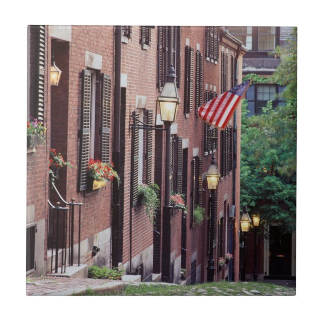 USA, Massachusetts, Boston, Hus längs Acorn Kakelplatta (Framsidan)