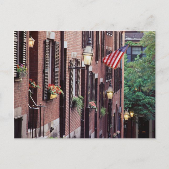 USA, Massachusetts, Boston, Hus längs Acorn Vykort (Framsida)