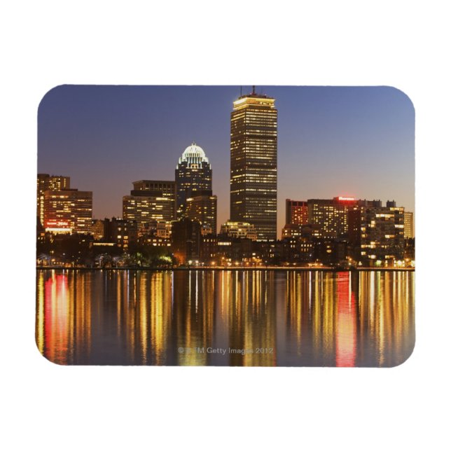USA, Massachusetts, Boston Skyline vid skymt 2 Magnet (Horisontell)