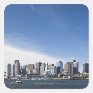 USA Massachusetts, Boston, stadshorisont och Fyrkantigt Klistermärke