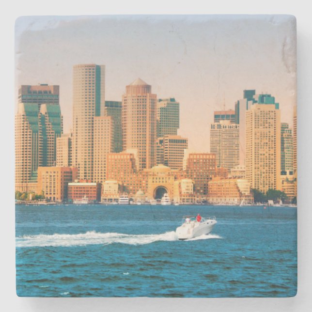 USA, Massachusetts. Boston Waterfront Panorama Stenunderlägg (Framsidan)