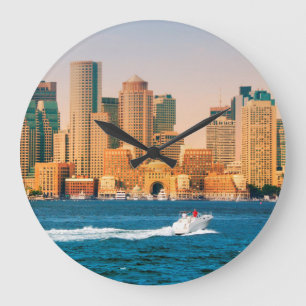 USA, Massachusetts. Boston Waterfront Panorama Stor Klocka