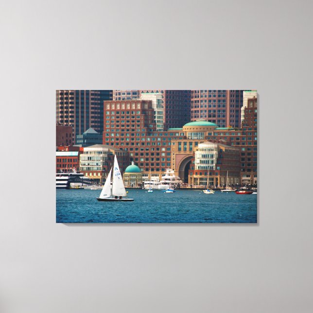 USA, Massachusetts. Boston Waterfront Skyline 2 Canvastryck (Framsida)