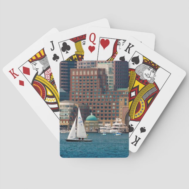 USA, Massachusetts. Boston Waterfront Skyline 2 Casinokort (Baksidan)