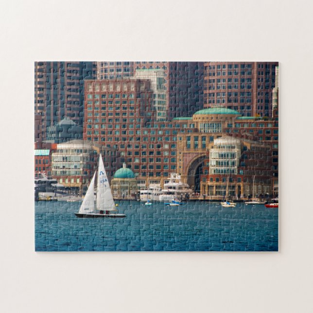 USA, Massachusetts. Boston Waterfront Skyline 2 Pussel (Horisontell)