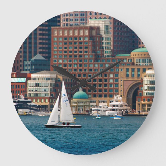USA, Massachusetts. Boston Waterfront Skyline 2 Stor Klocka (Framsida)